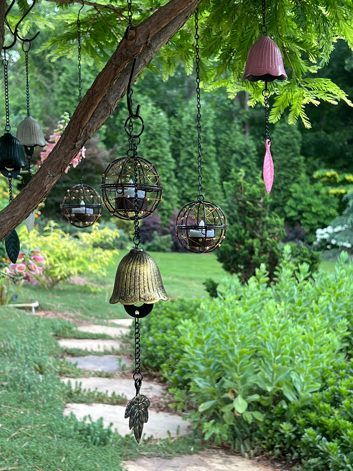 garden bell wind chimes, solar powered lights